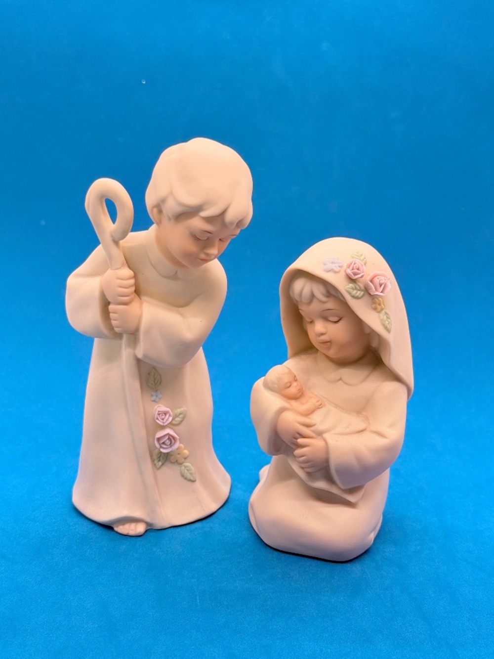Homco 1992 Bisque Porcelain Nativity Figurines Joseph Mary & Baby Jesus